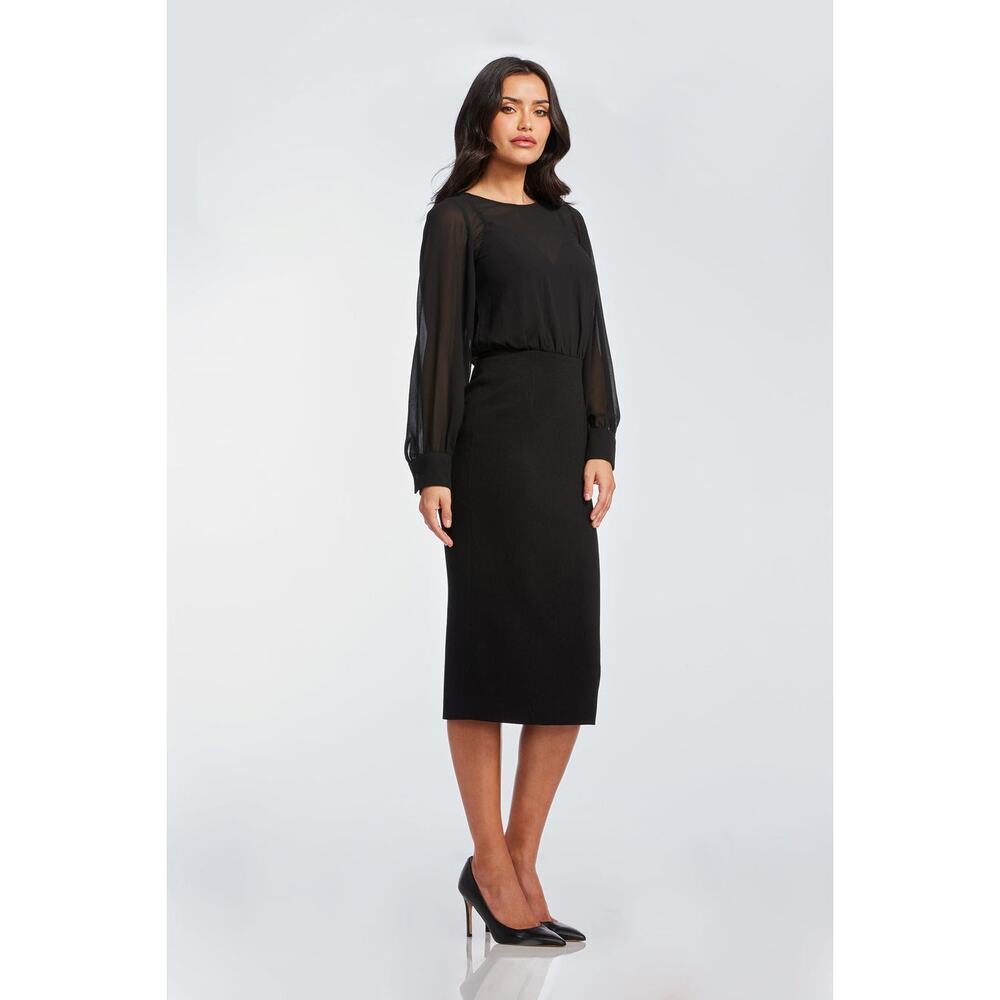 Dress The Population Pilar Midi Dress Size Large Black Special Occasion Formal - Picture 4 of 12